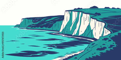 A pixelated image of a cliff by the sea Vector