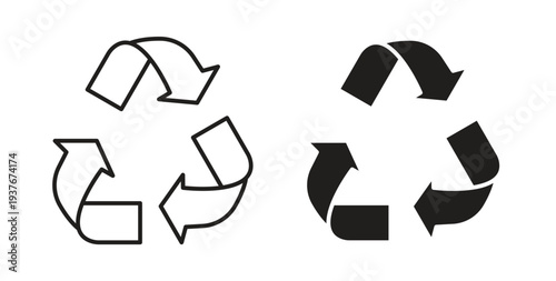 Recycle icon, Outline Symbol Illustration, Editable Stroke perfect for logos and more