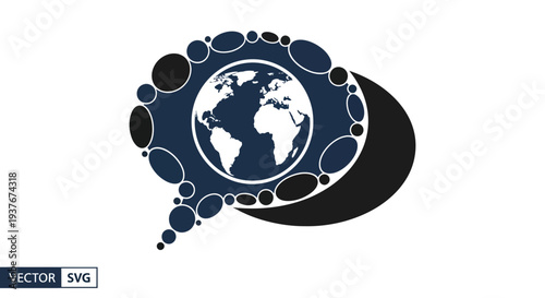 Global Communication Speech Bubble with Earth Planet Icon