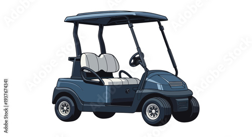 Modern Blue Golf Cart Isolated on White Background