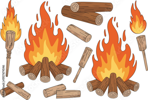 Vector Illustration of Stacked Firewood Logs in Minimal Black Outline Style Isolated on White Background