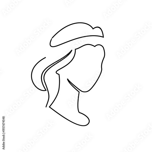 Continuous Line Art Illustration of Woman's Profile with Head Covering
