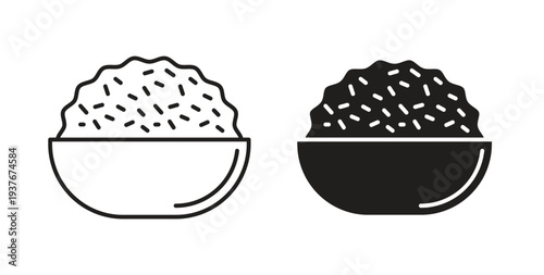 Rise Bowl icon, Outline Symbol Illustration, Editable Stroke perfect for logos and more