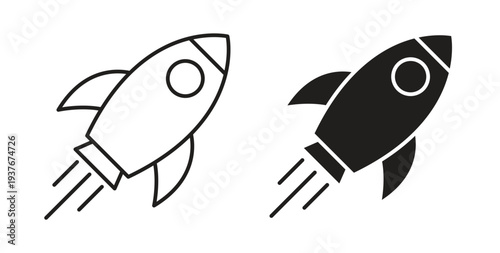 Rocket icon, Outline Symbol Illustration, Editable Stroke perfect for logos and more