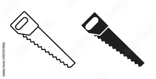 Saw icon, Outline Symbol Illustration, Editable Stroke perfect for logos and more