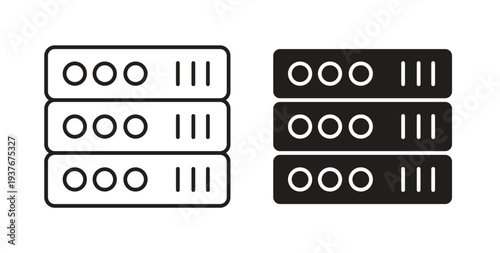 Server rack icon, Outline Symbol Illustration, Editable Stroke perfect for logos and more