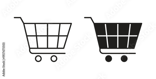 Shopping Cart icon, Outline Symbol Illustration, Editable Stroke perfect for logos and more