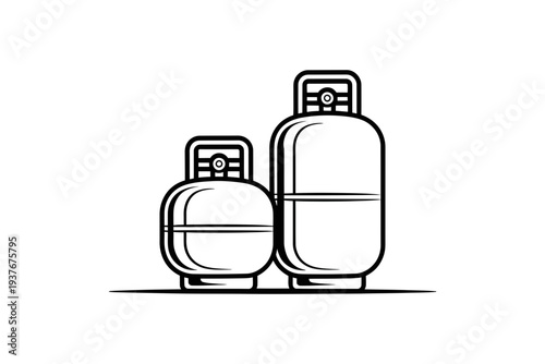 A gas cylinder icon set in a minimalist line style illustration