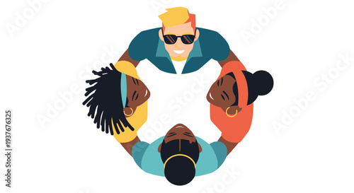 Diverse group of people in a circle, unity, teamwork, community, diversity, connection