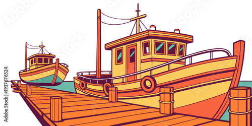 A pixelated image of a boat docked at a pier Vector