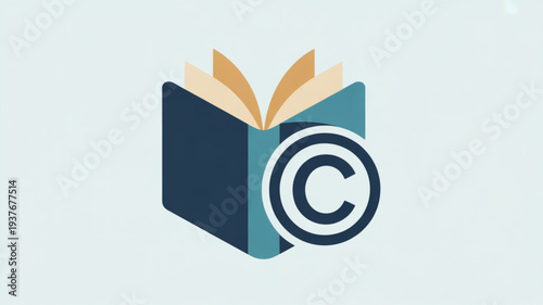 Open book with copyright symbol on cover representing intellectual property rights and education