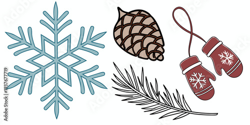 Winter holiday decorations and symbols Vector