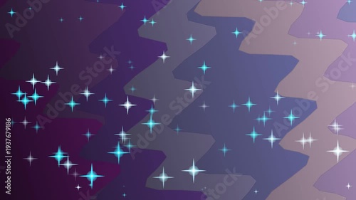 Sparkling Stars on Abstract Wavy Purple Blue Background Motion Graphic