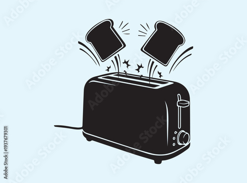 Stylized vector of a kitchen appliance with rapid toast popping