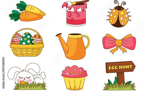Charming village life collection for posters and textile prints vector