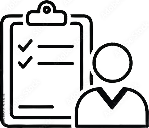Human resources recruitment checklist icon with clipboard and candidate profile representing employee selection process