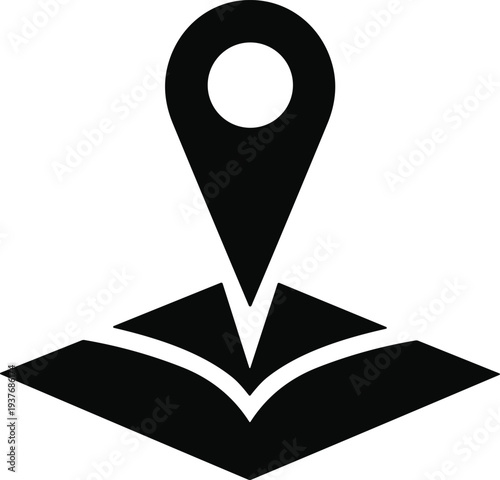 Map with location pin vector illustration, navigation symbol design for GPS services, geographic positioning icon graphic for digital apps