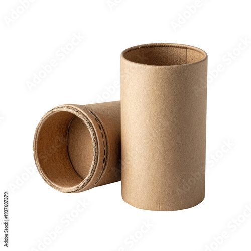 Cardboard tubes, paper rolls isolated on transparent background