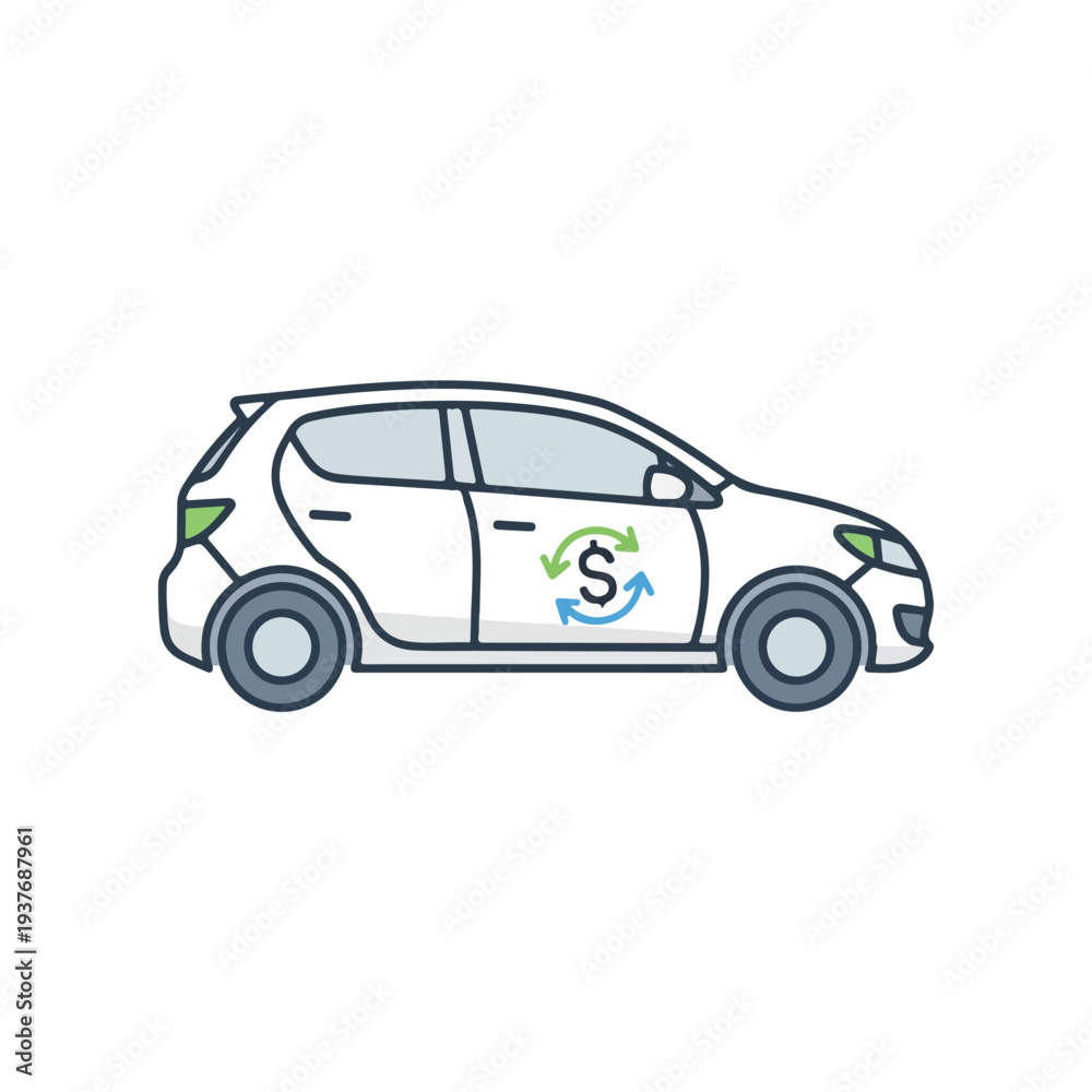 Fototapeta premium Eco friendly car with recycling symbol on side panel
