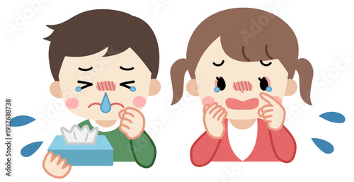 涙目の少女と鼻水をだす少年