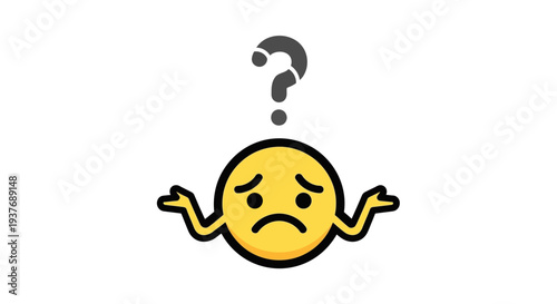 A cartoon emoticon with a puzzled and unhappy expression.