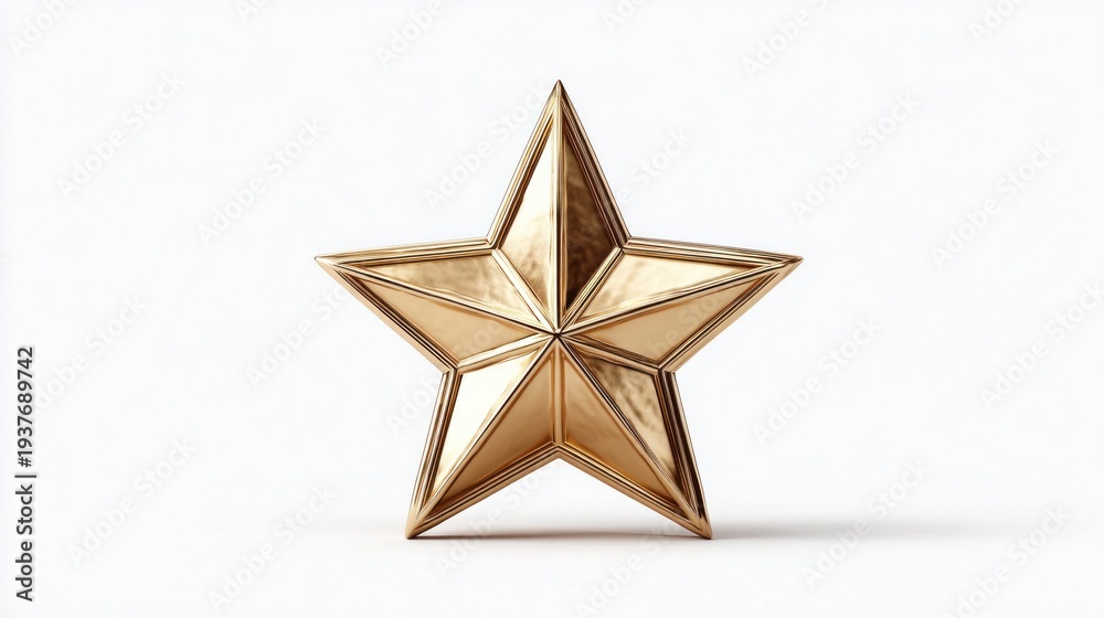 Obraz premium A polished golden star award sits centered on a clean white background, symbolizing achievement