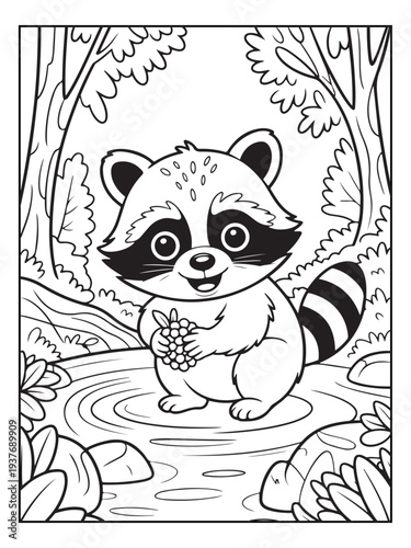 Obraz na plátně Cute animals with a forest background for kids, teens, and adults