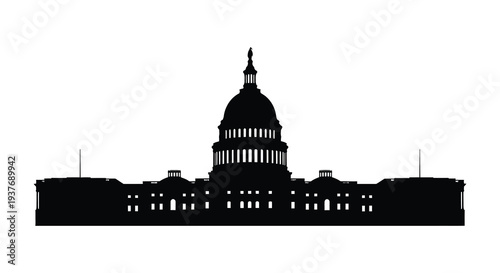 A stark black silhouette of the united states capitol building in washington d c silhouette high quality professional detailed