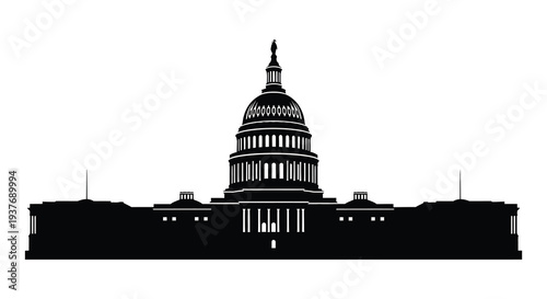 A striking black silhouette of the united states capitol building in washington d c silhouette high quality professional detailed