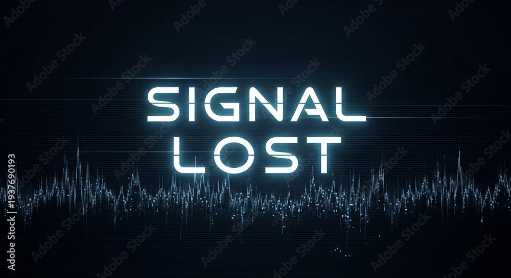 Obraz premium Signal lost message, abstract audio waveform and digital noise, communication failure concept