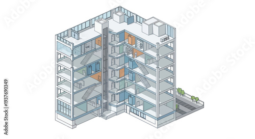 Detailed Architectural Cross-Section of a Modern Building Structure.