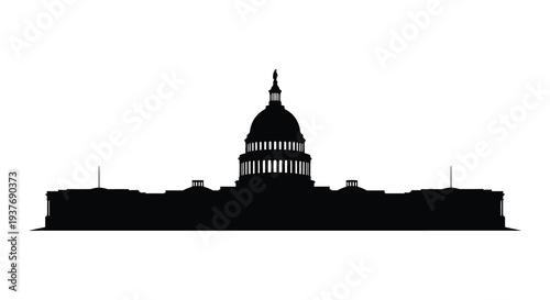 A striking black silhouette of the united states capitol building in washington dc silhouette high quality professional detailed