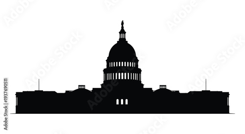 A striking black silhouette of the united states capitol building showcasing its iconic dome silhouette high quality professional