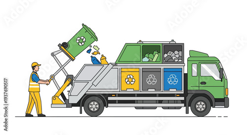 Waste truck collection vector