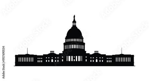 A striking black silhouette of the united states capitol building in washington d c silhouette high quality professional detailed