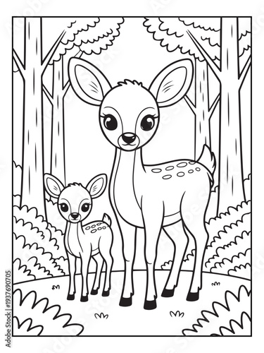 Obraz na plátně Cute animals with a forest background for kids, teens, and adults