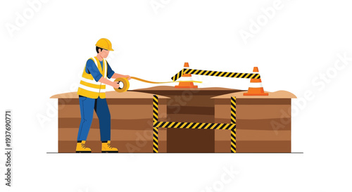 Construction Worker at Barrier
