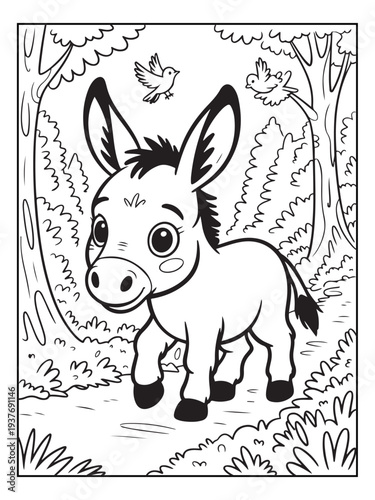 Obraz na plátně Cute animals with a forest background for kids, teens, and adults