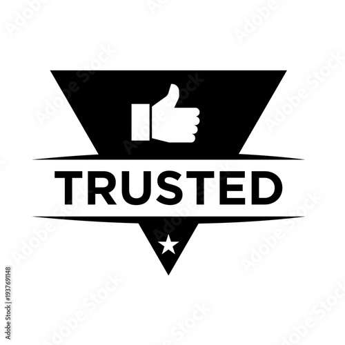 Trusted Badge Icon with Thumbs Up Hand Gesture and Star Symbol