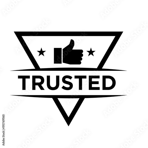 Trusted Stamp Badge with Thumbs Up Icon and Stars for Quality Guarantee and Reliability Approval