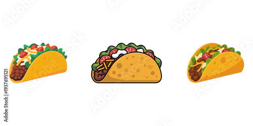 Taco Trio Temptation: A close-up shot of three enticing tacos, each overflowing with a vibrant medley of fillings. A feast for the eyes and a celebration of flavor.