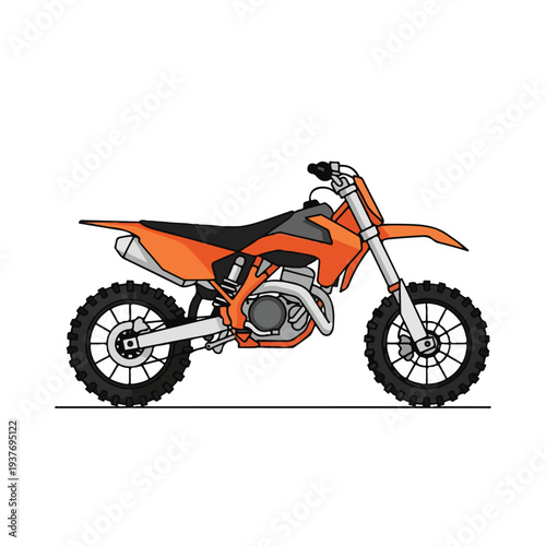 Orange dirt bike motorcycle with black seat and tires