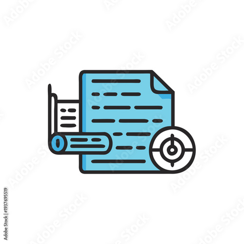 Flat vector log file icon icon isolated on white background