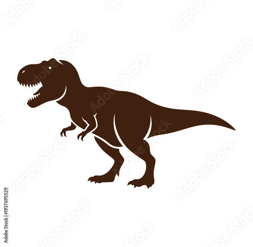 Brown dinosaur silhouette standing on white background  a Tyrannosaurus Rex