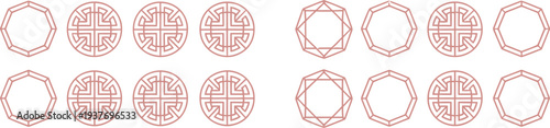A set of red seal icons on a white background for branding