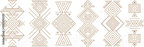 Tribal pattern vector illustrations on a beige background