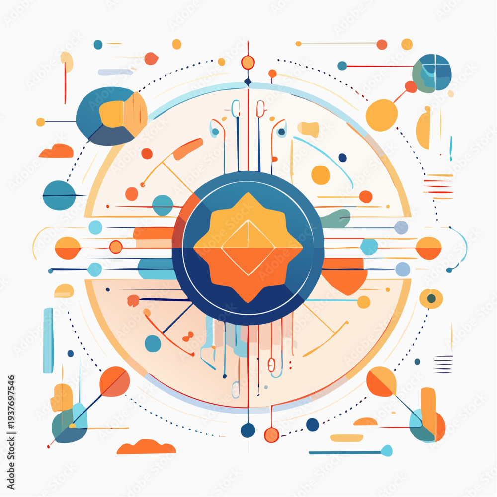 Obraz premium Abstract digital network illustration representing data flow, connectivity, and technological innovation