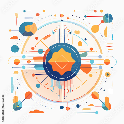 Abstract digital network illustration representing data flow, connectivity, and technological innovation