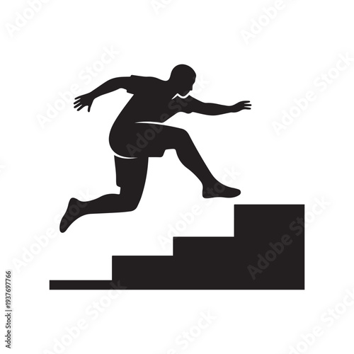 Athlete Jumping Over Hurdles Silhouette Track And Field Sprint Sport Vector Illustration. 