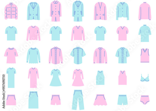 服のアイコンイラストセット2